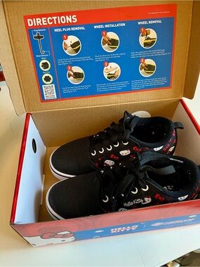 Hello Kitty Black Canvas Kids Heelys with Red and White Accent